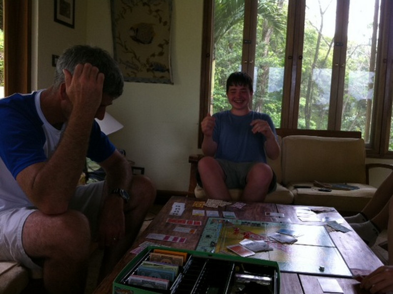 Josh dominates Dad at Monopoly