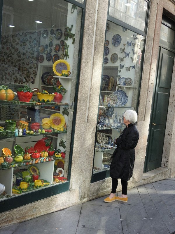 Waiting to go into a great Portugal handicraft shop in Porto