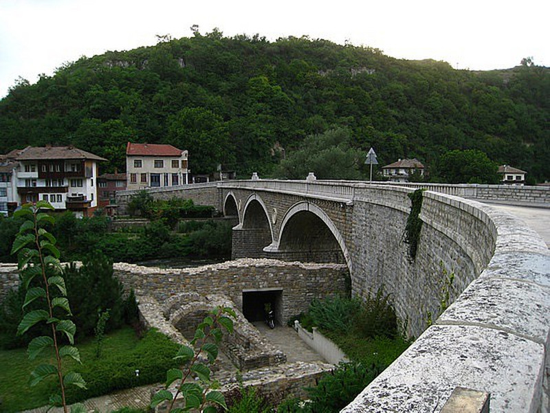 Crossing the Bridge to Trapezitsa Hill