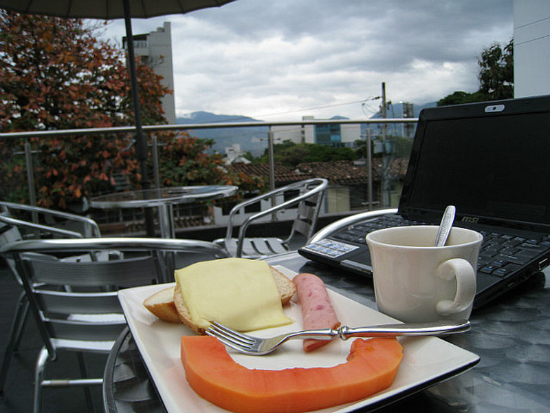 Enjoying Breakfast On the Hostel&#39;s Terrace ...