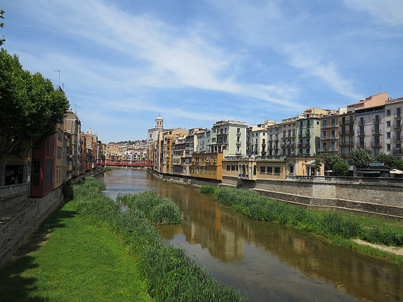 Crossing the Bridge to Girona&#39;s Old Town