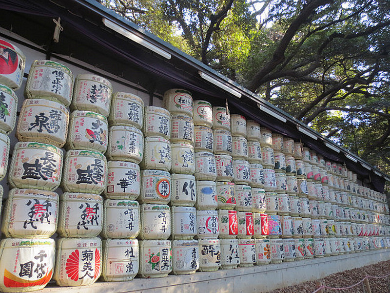 Stacks of Sake Drums in Yoyogi-koen