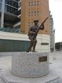 Soldier outside stadium
