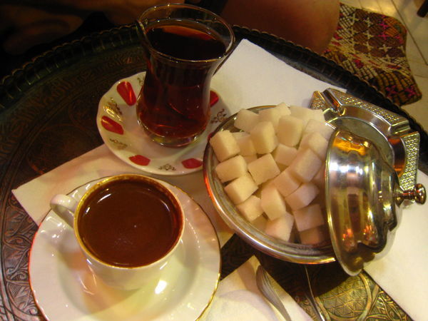 Turkish tea and coffe...with LOADS of sugar!