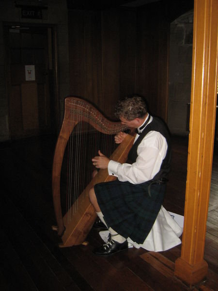 Lachlan playing the harp