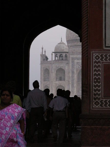 Our first (daylight) view of the Taj Mahal