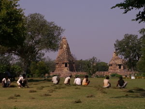 Manual Grass Cutting at the Khajuharo Temples