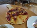 Chicken, cranberry and brie pizza fir lunch