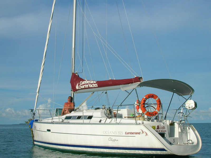 Darold on Lazyitis our sailboat