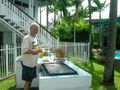 Ron making pancakes at Mango Beach Resort