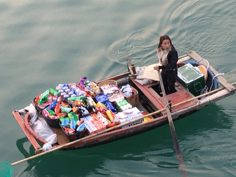 Halong Bay - Woman selling to our ship