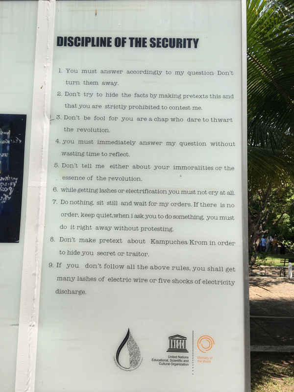 Tuol Sleng Prison - Rules sign