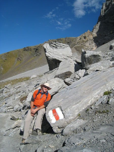 Dave marks the well marked spot on Eiger Trail