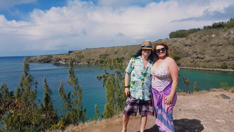 Us overlooking Honolua Cove