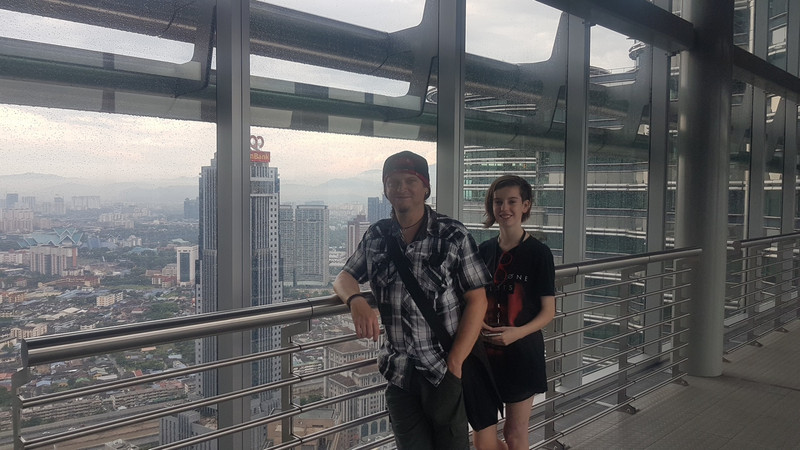 Kym and Star overlooking the city on skydeck