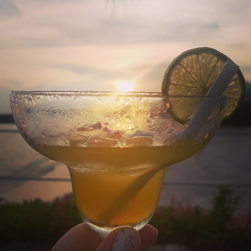 An obligatory cocktail at sunset on the beach