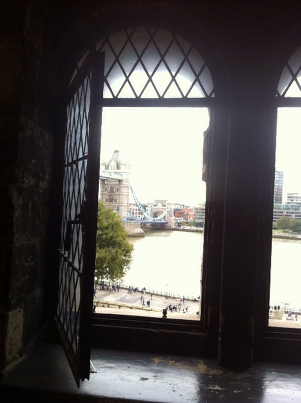 An arty shot of the Tower Bridge from the Tower