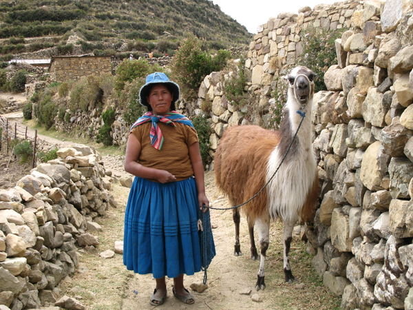 Woman and her llama