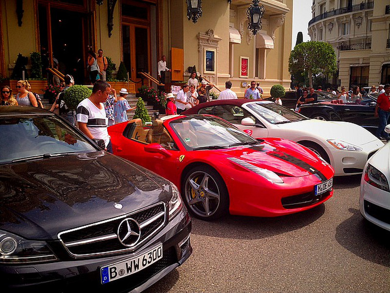 Some of the rides in front of the Monte Carlo
