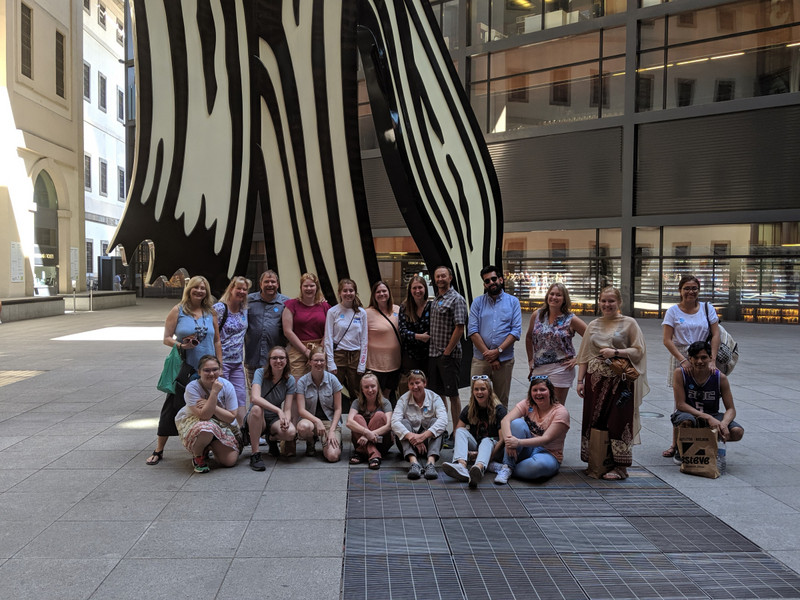 In front of the Reina Sofia museum (see the giant brushstroke?)