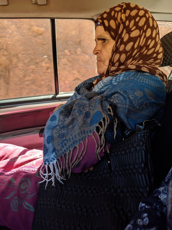 Giving a ride to this Berber woman