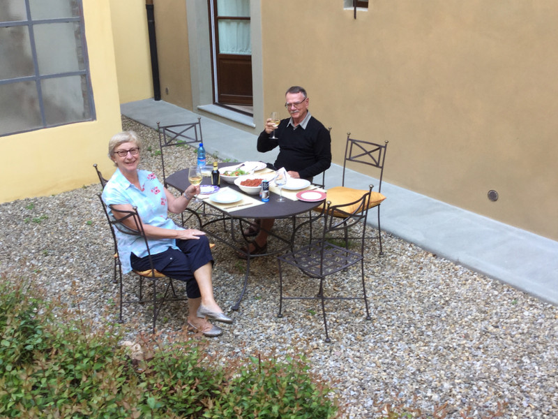 Dinner in our courtyard on a balmy evening