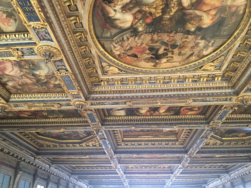 A close up of the ceiling in the Hall of the 500