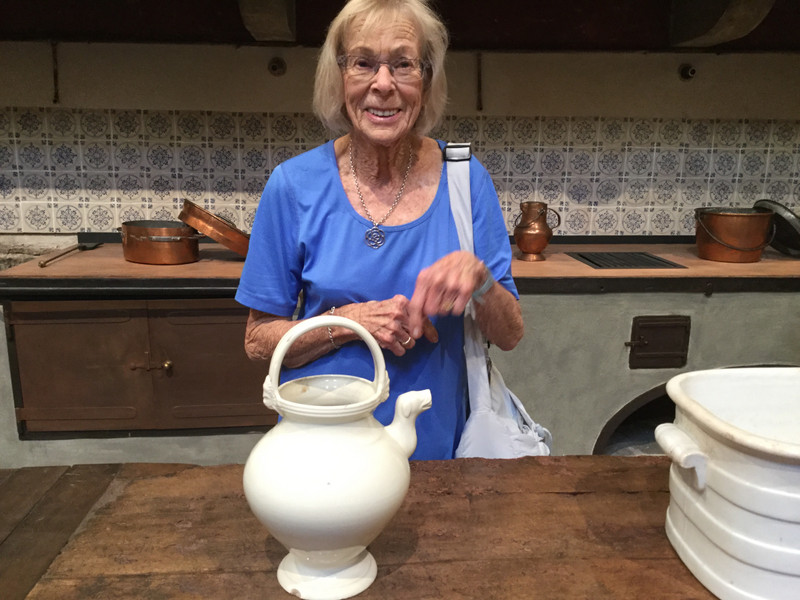 Bev pointing to the spout of this jug