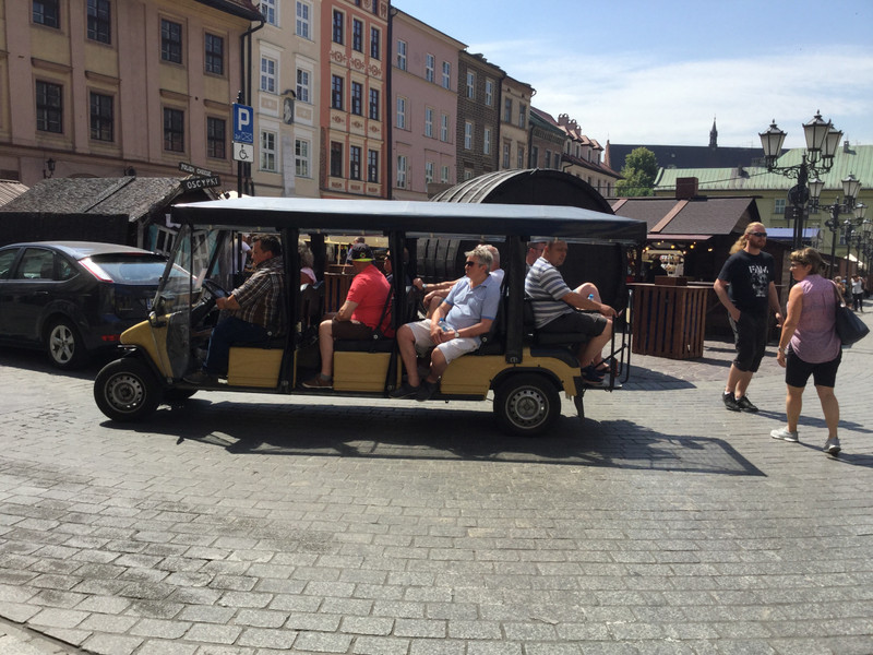 A lot of tourists use these golf carts for city tours