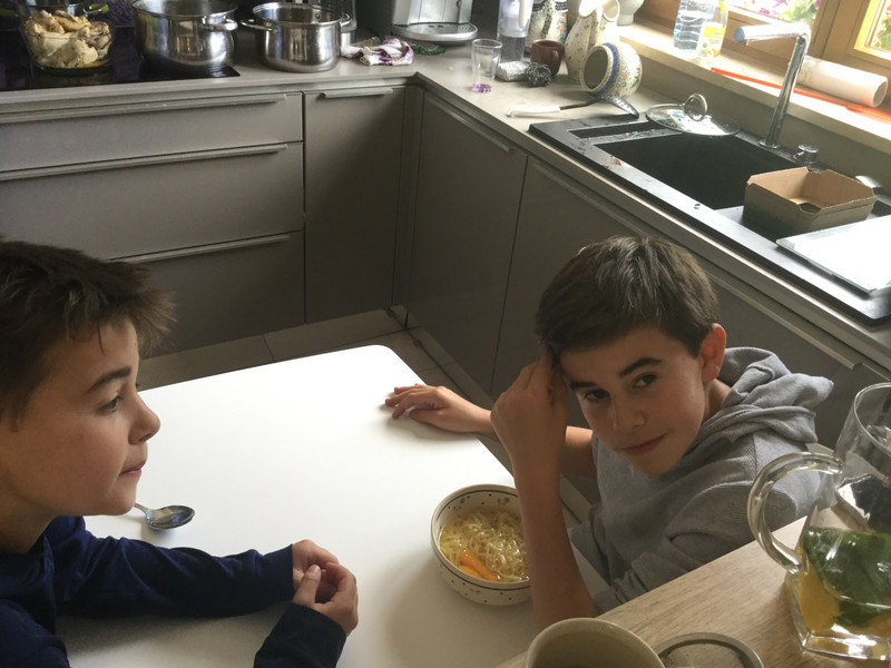 Aidan and Nicholas come for Ella’s famous chicken soup