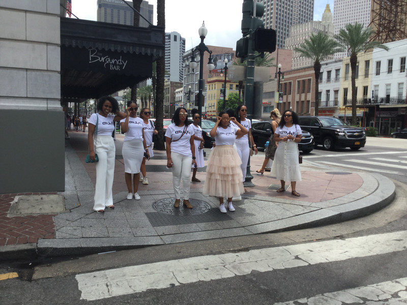 Lots of female bridal parties come to town all dressed the same 