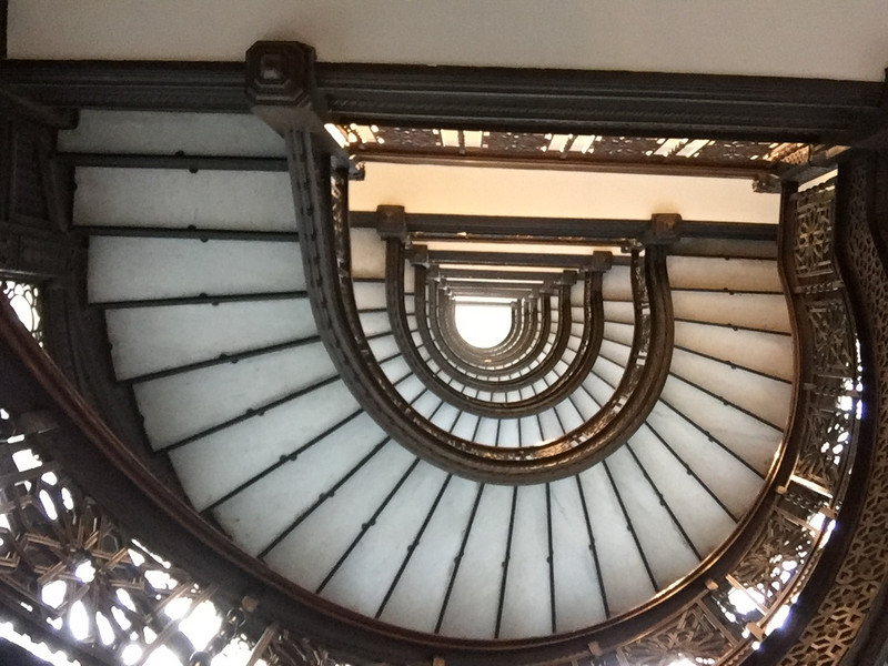 Looking up the spiral staircase