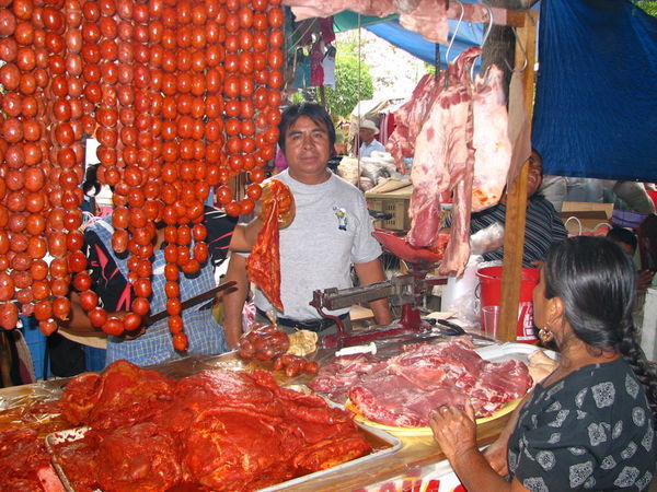 Meat at the markets in Tlacolula