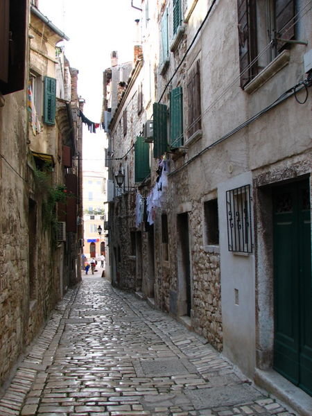 The narrow cobblestoned streets