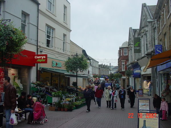 The main shopping street at Newquay