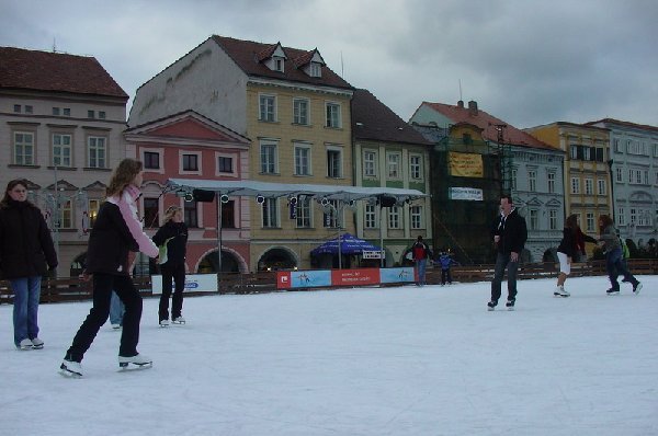 Skating amid the beautiful buildings in the Town Square