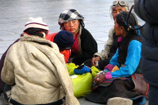Pilgrims outside Jokhang Temple