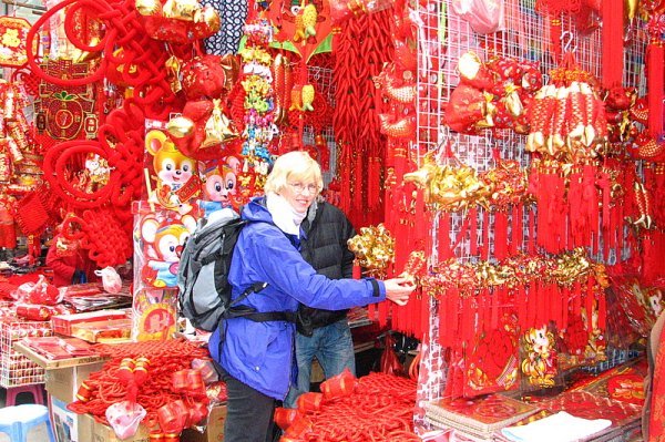 Judy and the Chinese New Year decorations