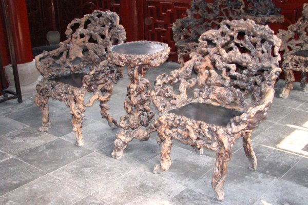 Furniture on display at Yuyuan Gardens