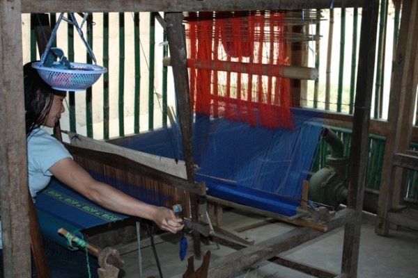 Villager weaving cloth