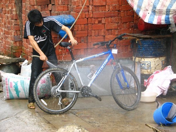 The bikes needed a wash after the muddy road