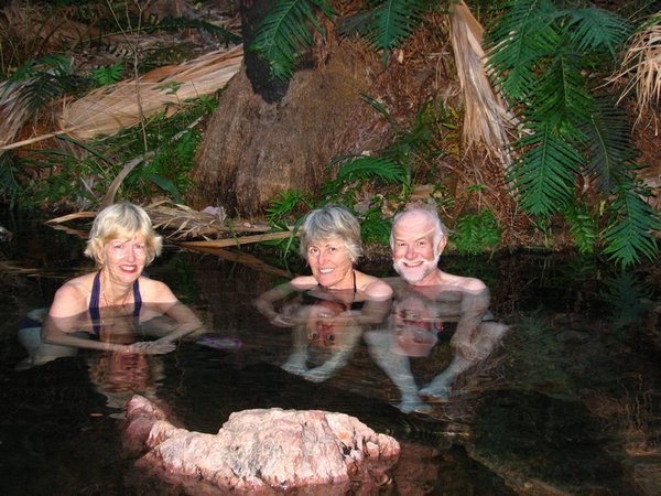 Relaxing in the warm water of Zebedee Springs on El Questro