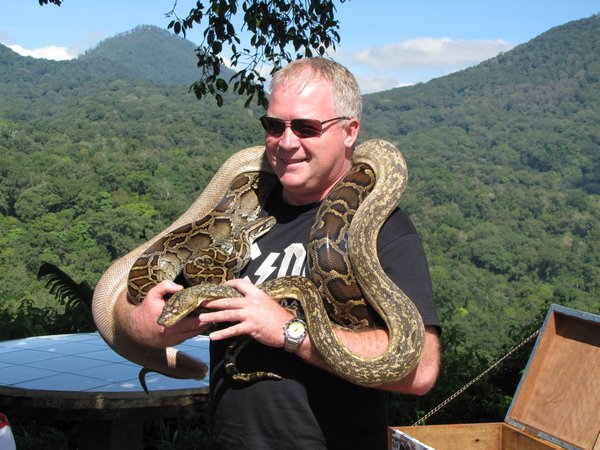 Roger getting the feel of a couple of snakes.