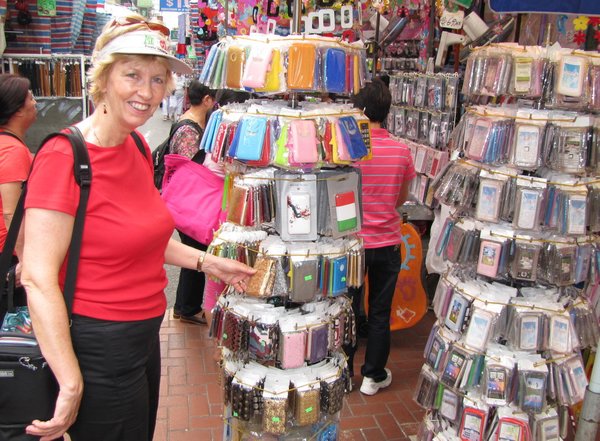 Judy found some iphone cases at the Ladies Market.