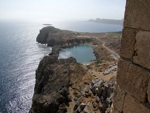 Looking over St Paul's Bay from the acropolis above Lindos.