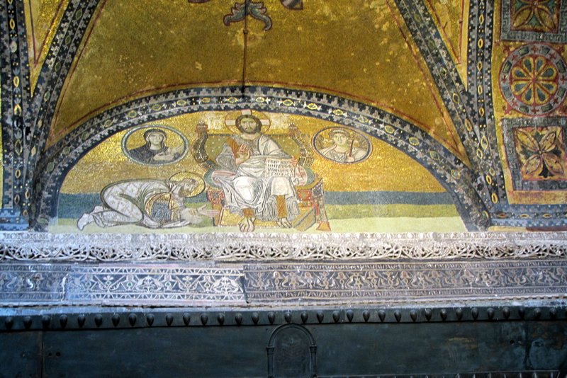 Mosaics over a doorway in the Aya Sofya.