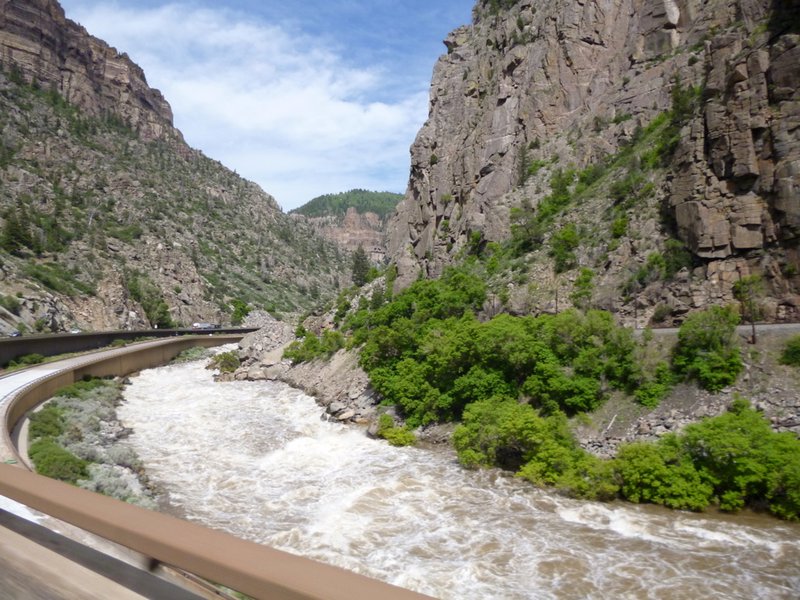 The Colorado River rushes along Glenwood Canyon