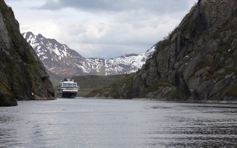 Our ship entering the fjord.