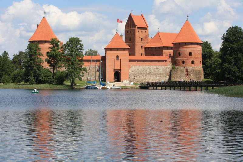 View across the water to Trakai Castle