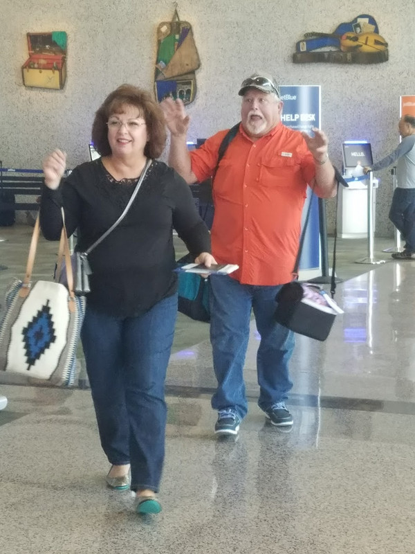 Terri and David checked in and headed to gate